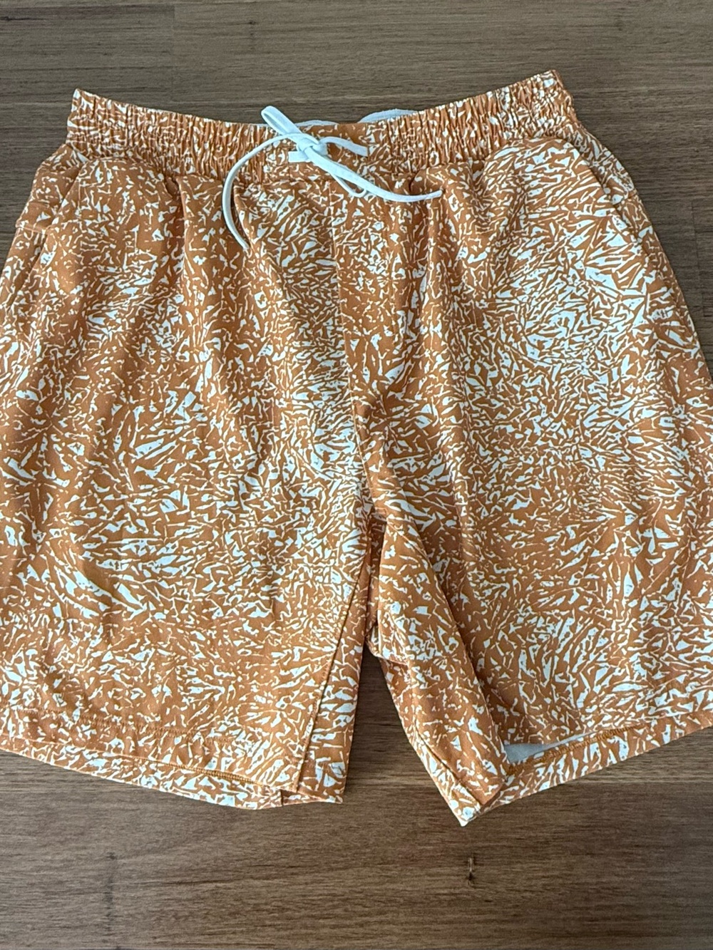 lululemon athletica Orange & White Abstract Swim Trunks